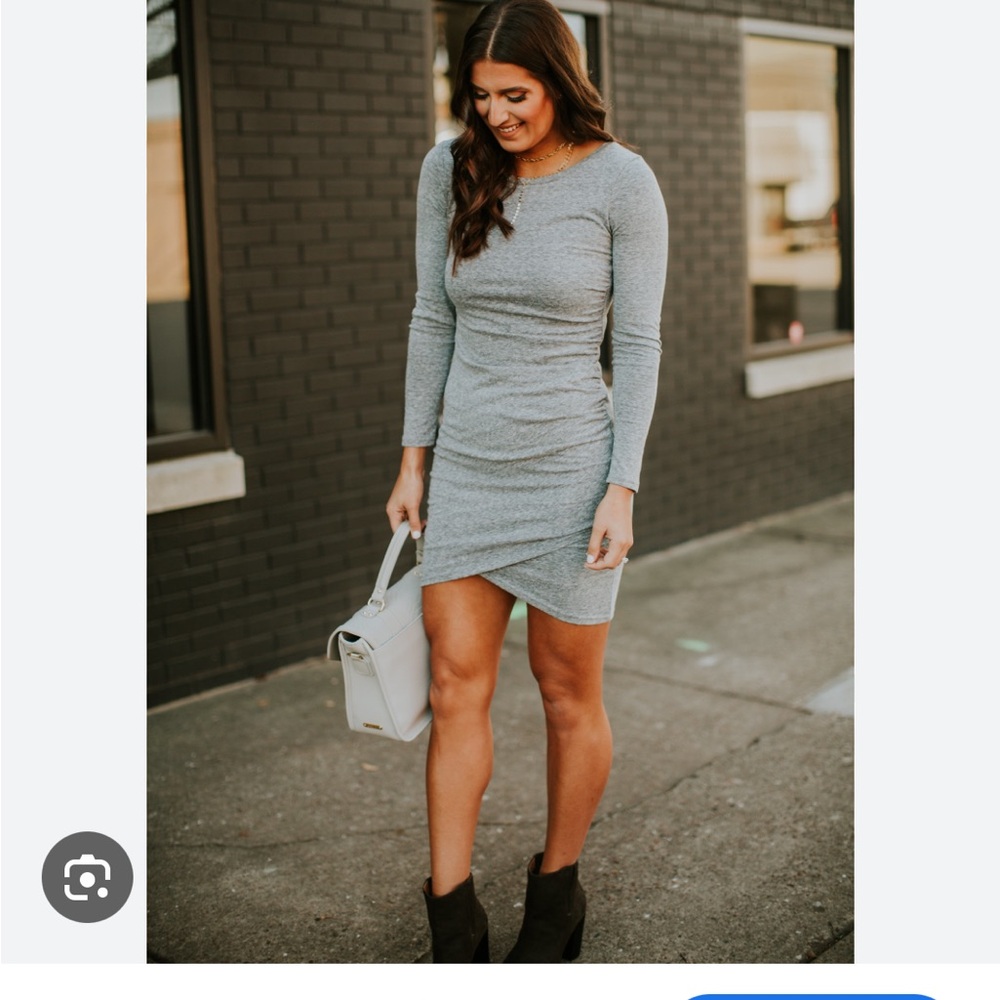 Leith ruched long sleeve dress Small color grey cloudy heather